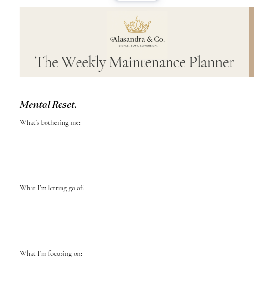 The Weekly Maintenance Planner
