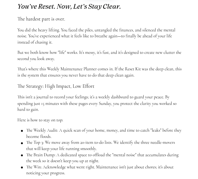 The Weekly Maintenance Planner