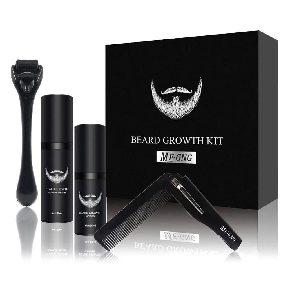 Men's 4 - Piece Beard Growth Kit with Growth Enhancer Oil, Leave - in Conditioner, and Comb - Alasandra & Co., LLC